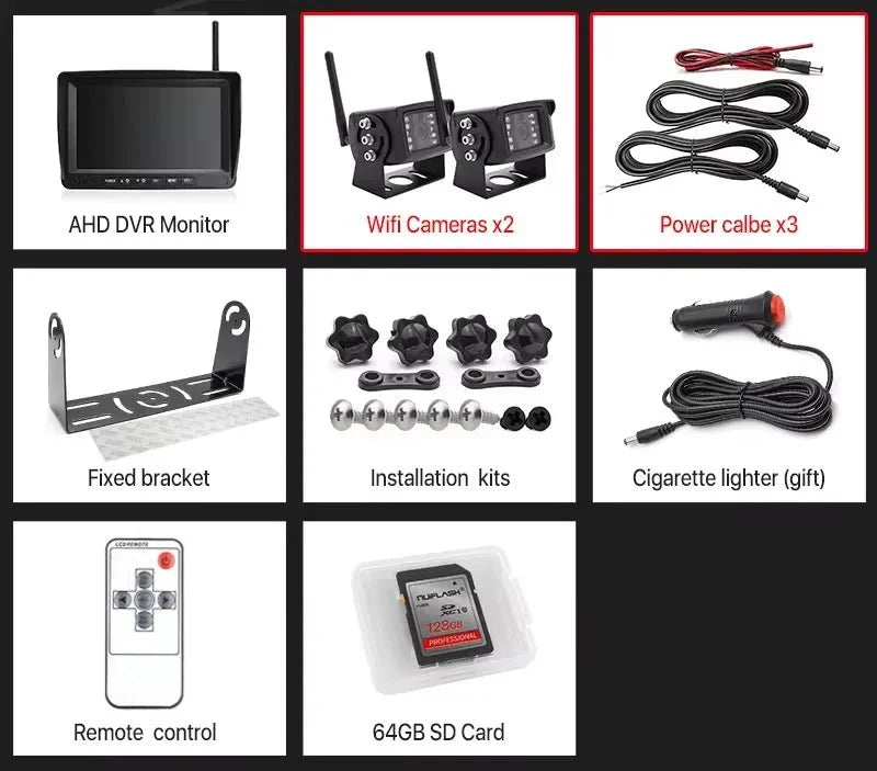 GreenYi 7 Inch 1280x720 AHD Wireless Truck DVR Monitor With Night Vision Camera - stepyours.com