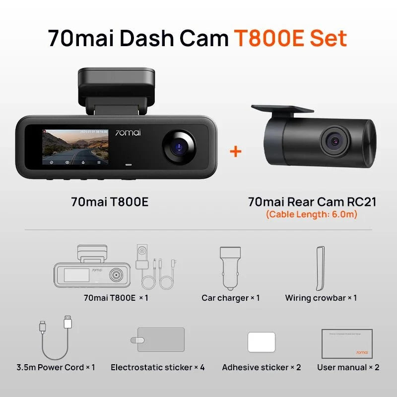 70mai T800E 4K 3 - Channel Dash Cam Front Rear GPS 24H Parking Voice Control - stepyours.com