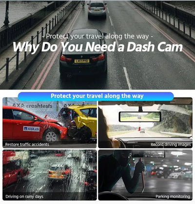 ACCEO 4K WIFI Dash Cam 12 Inch Rearview Mirror Car DVR Recorder - stepyours.com