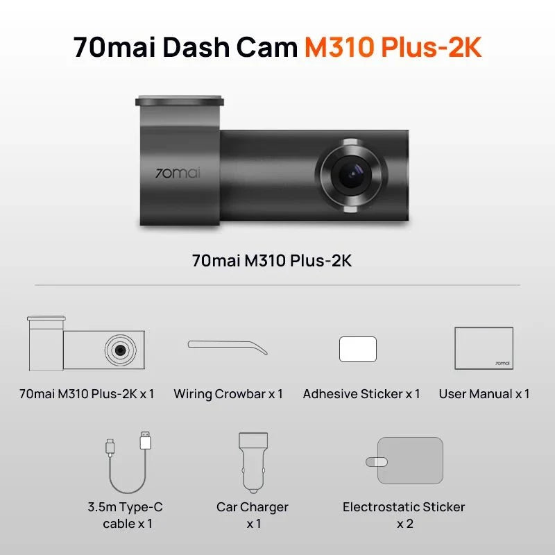 70mai M310 Plus Dash Cam 2K Car DVR With Night Vision WiFi 24H Parking - stepyours.com