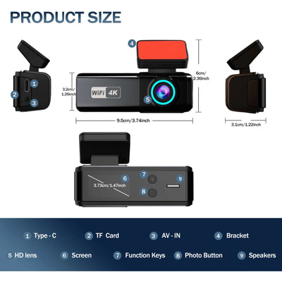 Aprilboy 4K Dash Cam With Front And Rear Cameras Night Vision Parking Monitor - stepyours.com
