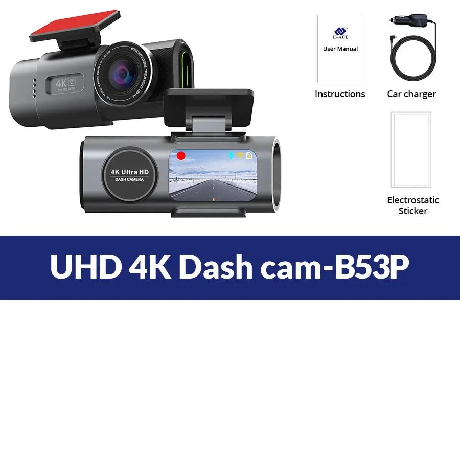 4K Dash Cam Car DVR With Night Vision GPS WiFi Parking Monitor - stepyours.com