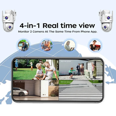 Jooan 4K Outdoor PTZ WiFi Camera AI Tracking Dual Lens 5X Zoom Hooks by stepyours.com
