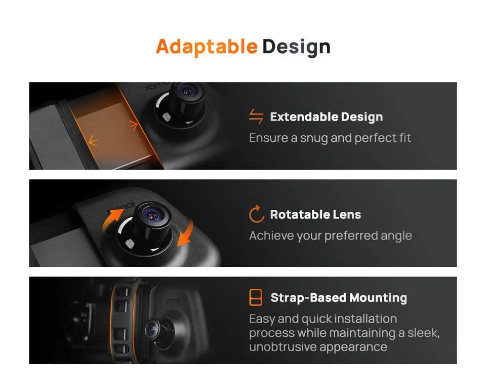 70mai S500 Rearview Dash Cam 9.35 Inch Touch Screen Dual Channel 3K HDR - stepyours.com