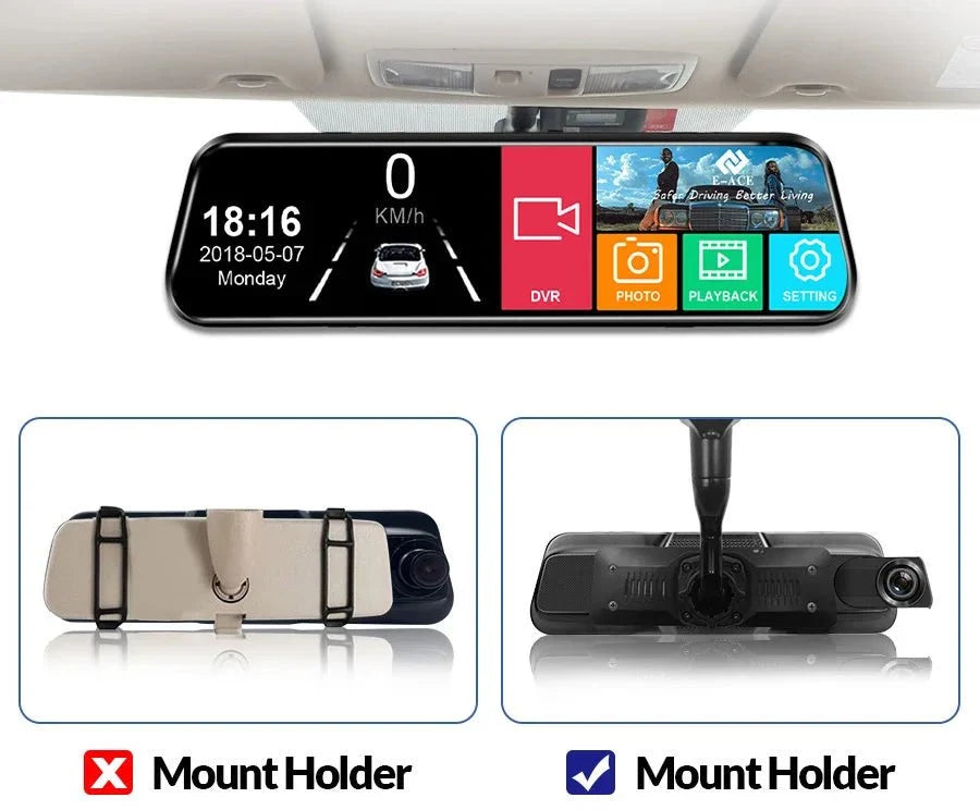 Acceo 10 Inch Car DVR Rearview Mirror Dual 1080P Touch Screen Night Vision - stepyours.com