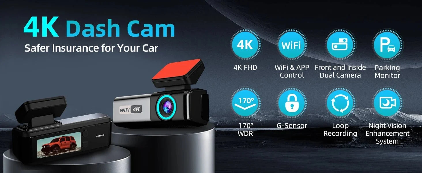 Aprilboy 4K Dash Cam With Front And Rear Cameras Night Vision Parking Monitor - stepyours.com