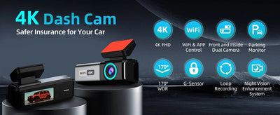 Aprilboy 4K WiFi Dash Cam Front And Rear Night Vision G Sensor Parking Monitor - stepyours.com