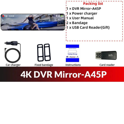 ACCEO 4K WiFi Dash Cam With 12 Inch Rear View Mirror Car DVR - stepyours.com