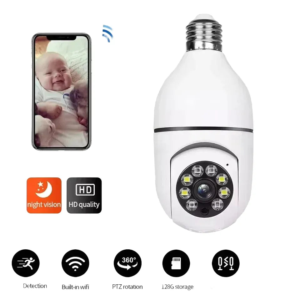 Gemodi 4G WiFi E27 Bulb Cam - AI Tracking 1080p Indoor Security by stepyours.com