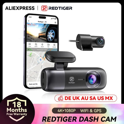 REDTIGER F9 Dash Cam 4K Front Rear WiFi GPS Parking Night Vision App Control - stepyours.com