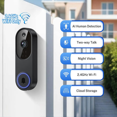 1080p Wireless Doorbell AI Motion Night Vision With Audio - stepyours.com