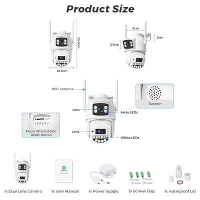 8MP 4K PTZ WiFi Camera - Dual Lens With Dual Screen AI Tracking Surveillance - stepyours.com