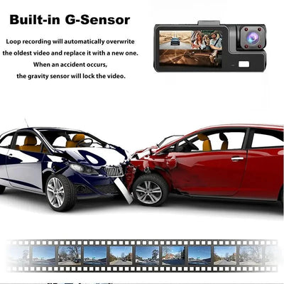 3 Channel WiFi Car DVR 1080P Front Inside Rear 170 Degree Night Vision G Sensor - stepyours.com