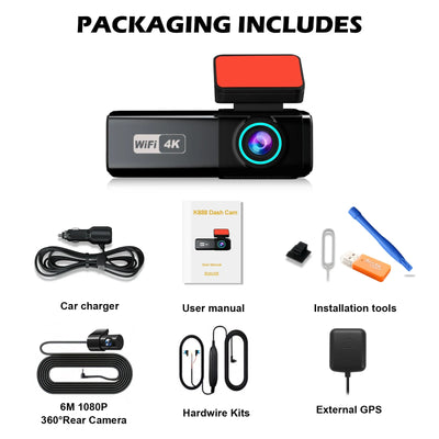 Aprilboy 4K WiFi Dash Cam Front And Rear Night Vision G Sensor Parking Monitor - stepyours.com