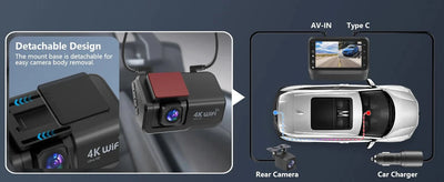 Kocam 4K UHD Dash Cam Dual Lens WiFi Night Vision Front And Rear Parking Monitor - stepyours.com