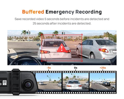70mai S500 Rearview Dash Cam 9.35 Inch Touch Screen Dual Channel 3K HDR - stepyours.com
