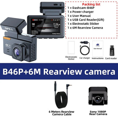 E - ACE Dash Cam 4K Dual Lens GPS WiFi 24h Parking Night Vision Rear View - stepyours.com