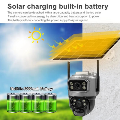 V380 Dual Lens 4G Solar PIR Camera Outdoor Security 8MP 4K IP Cam - stepyours.com