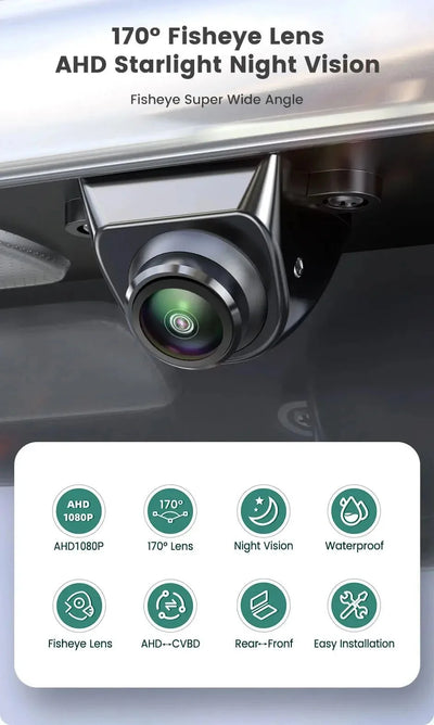 170 Degree Fisheye Rear View Camera Golden Lens Night Vision For Parking Safety - stepyours.com