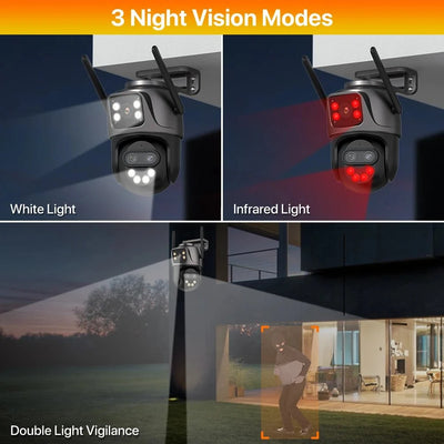 WONSDAR Outdoor WiFi IP Camera - 8x Zoom Triple Lens PTZ With Auto Tracking - stepyours.com