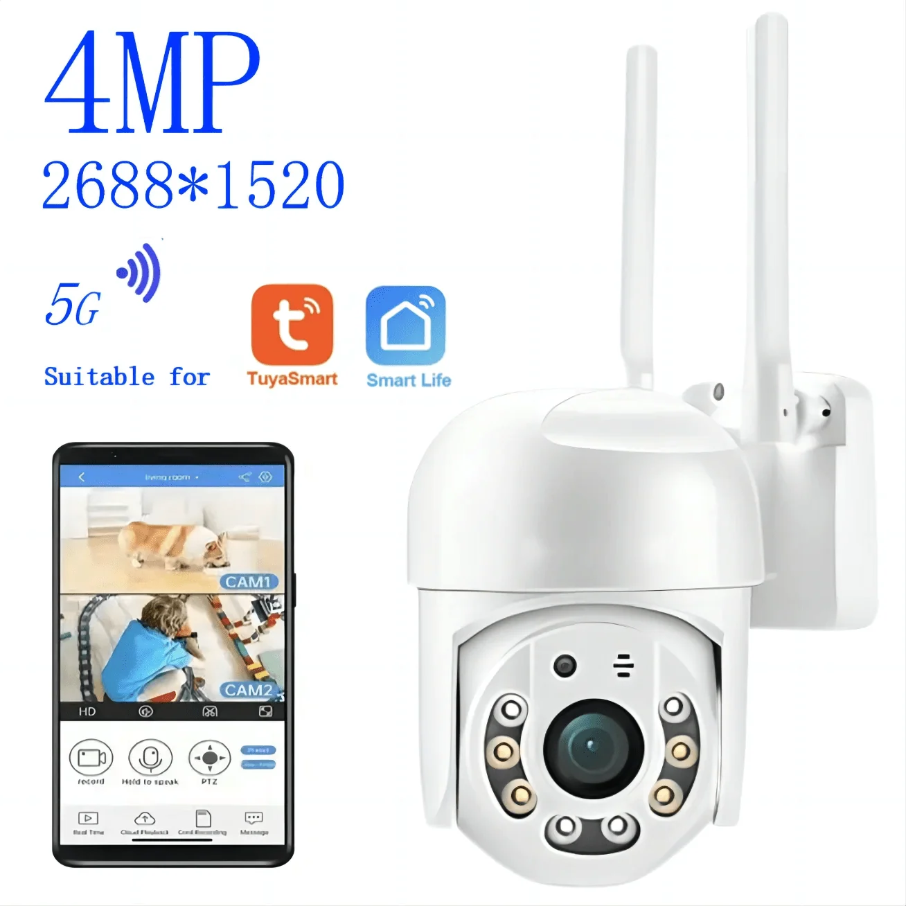 Tuya 4MP PTZ Outdoor WiFi Security Camera - IP66 Weatherproof AI Tracking - stepyours.com