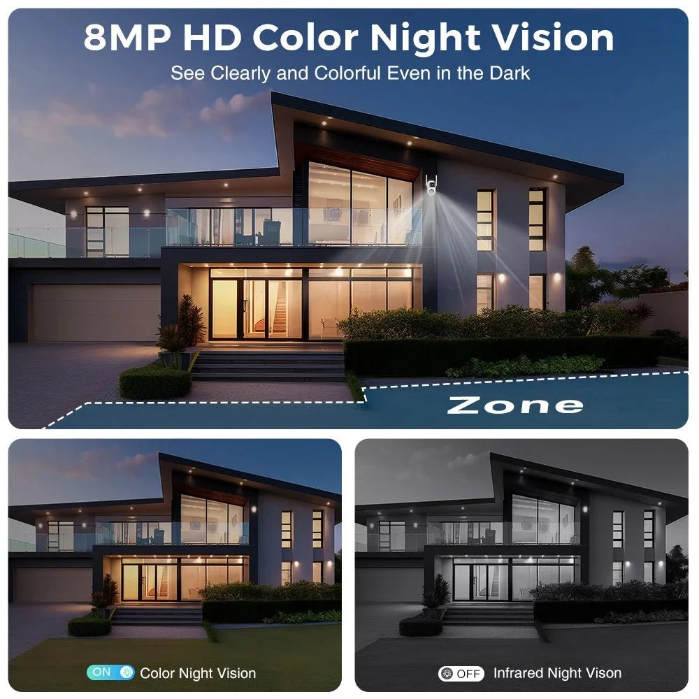 Outdoor Wireless Security IP Camera 6K 12MP Dual Lens PTZ Smart Tracking - stepyours.com