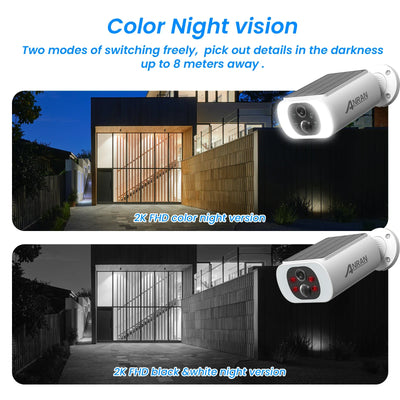 ANRAN Wireless Battery Solar Security Camera Floodlight Color Night Vision by stepyours.com