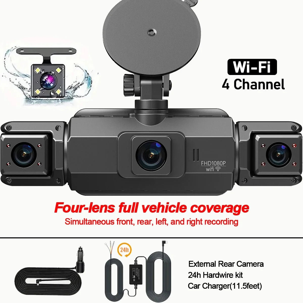 4 Channel WiFi Dash Cam DVR For Cars Front And Rear Interior 360 Parking 24h - stepyours.com