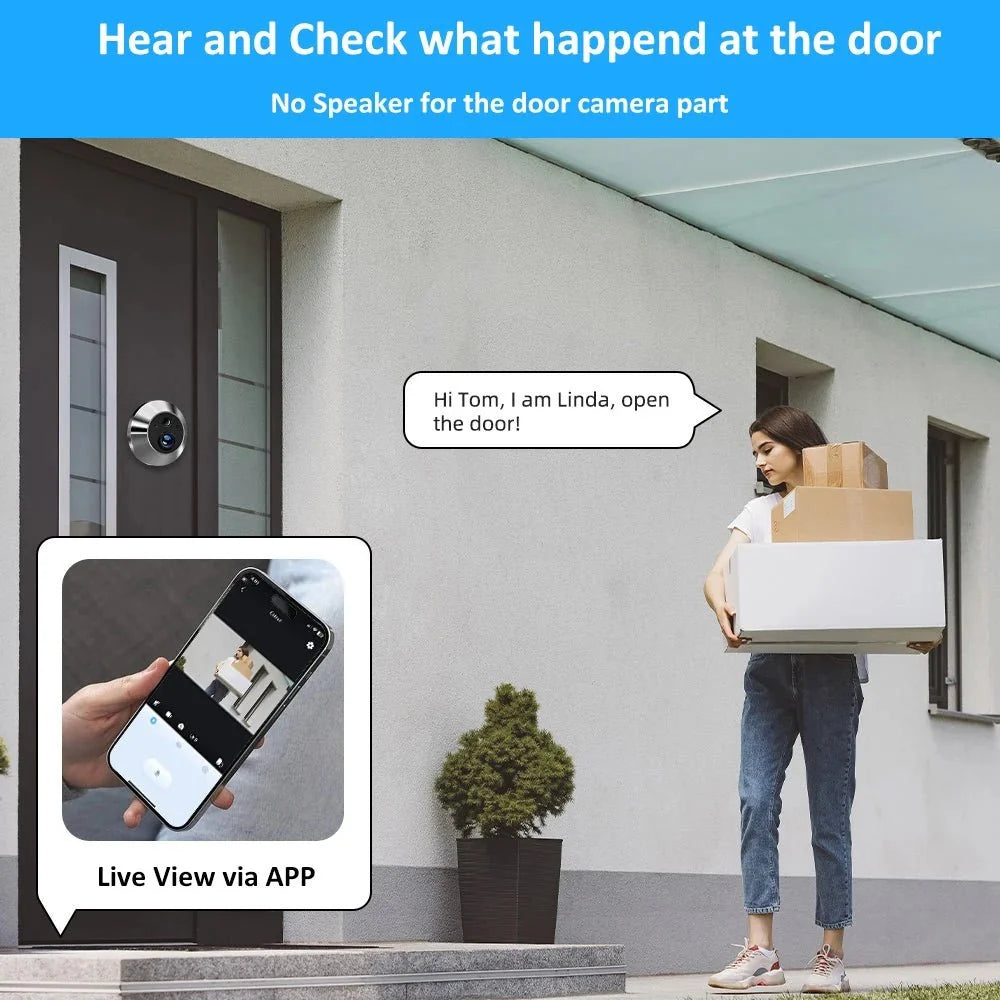 Tuya 3MP Wireless Peephole Camera LCD Screen Night Vision - stepyours.com