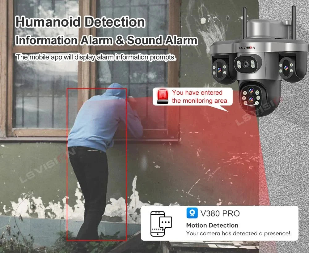 LS Vision 20MP Solar WiFi Surveillance Camera V380 Pro 10X Optical Zoom Outdoor - stepyours.com