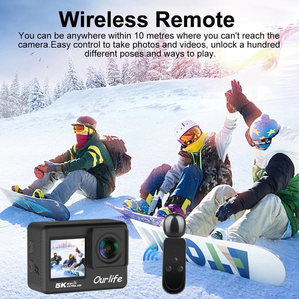 Ourlife MTR60 Action Camera 5K 30FPS Waterproof 2 Inch Touch LCD 4K60FPS WiFi - stepyours.com