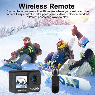 Ourlife MTR60 Action Camera 5K 30FPS Waterproof 2 Inch Touch LCD 4K60FPS WiFi - stepyours.com