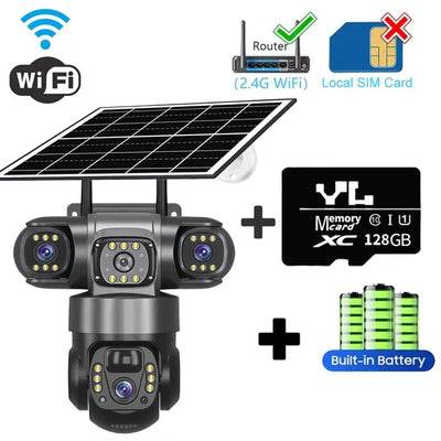 V380Pro 3 Lens WiFi Solar Camera 360 Outdoor Waterproof Security - stepyours.com