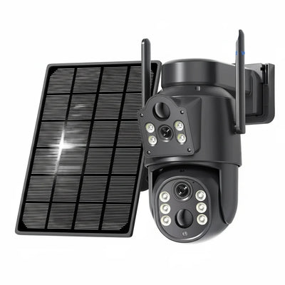 Solar WiFi Security Camera Outdoor Dual Lens 8MP 4K HD with Built - in Battery - stepyours.com