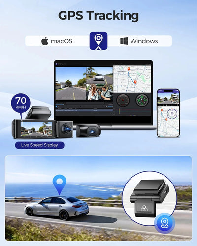 AZDOME 4K Dash Cam M550 Max GPS WiFi Car DVR 3.18Inch Screen Rear Cam - stepyours.com