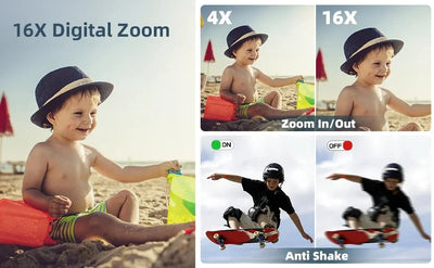 Kids Digital Camera Camcorder 16x Zoom 1080P 44MP for Beginners - stepyours.com