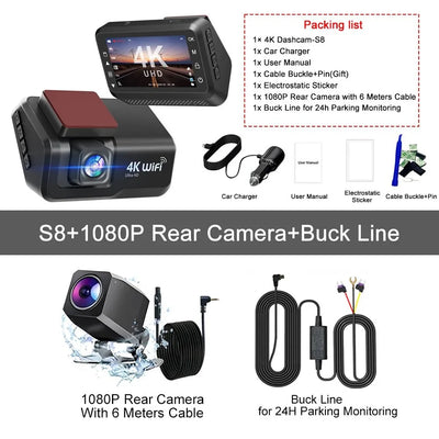 Kocam 4K UHD Dash Cam Dual Lens WiFi Night Vision Front And Rear Parking Monitor - stepyours.com