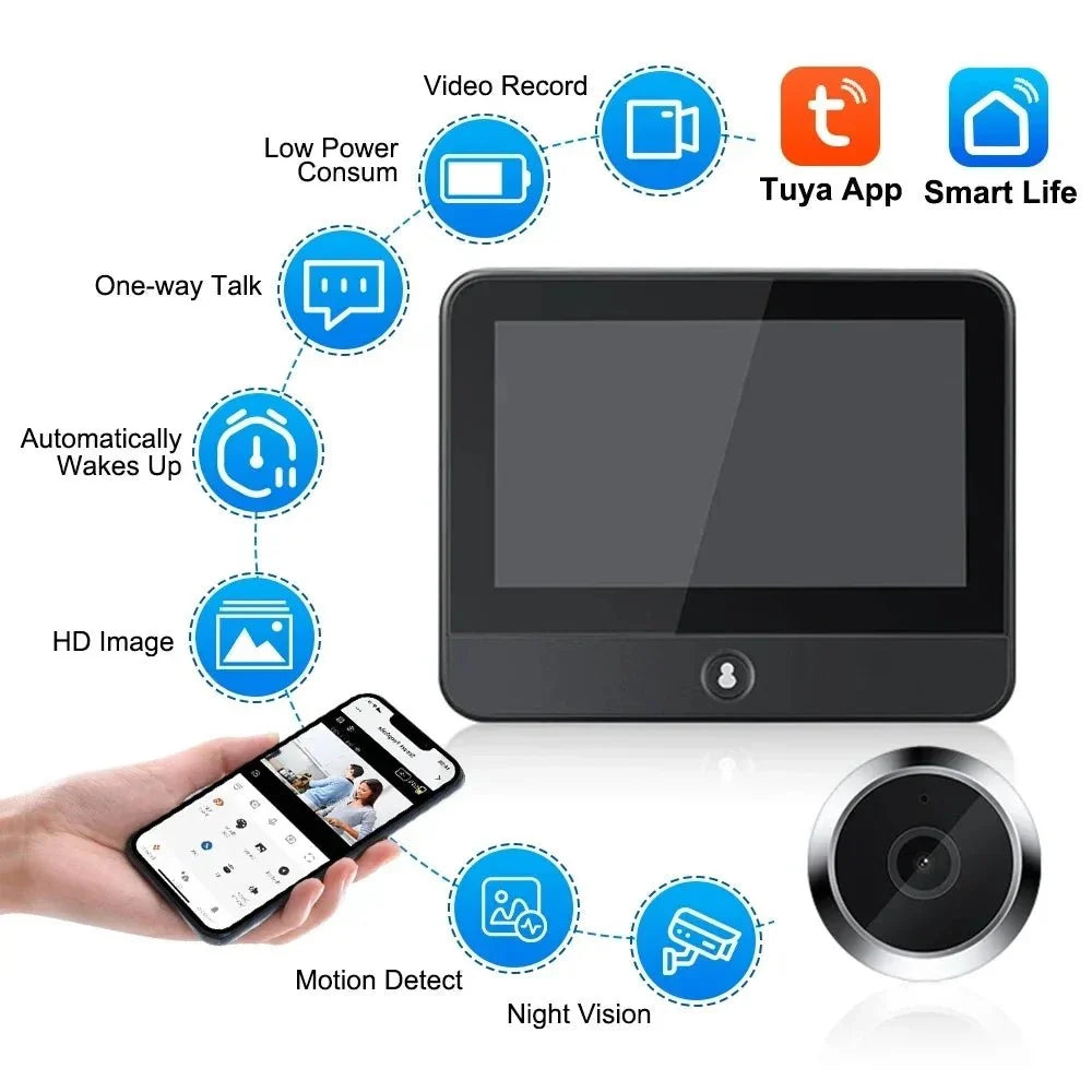 Awapow Tuya Wireless Doorbell 1080P Night Vision Display - stepyours.com