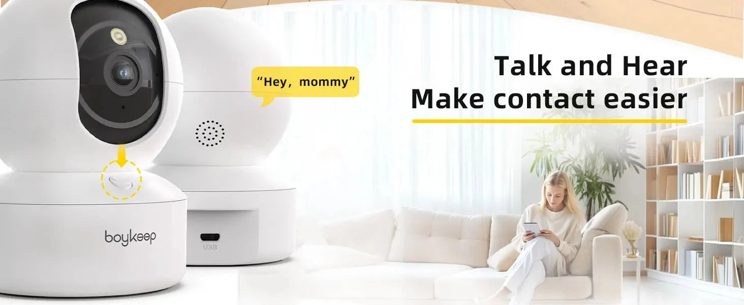BoyKeep 3MP Indoor WiFi Baby Monitor - Auto Tracking For 24 7 Surveillance Hooks - stepyours.com