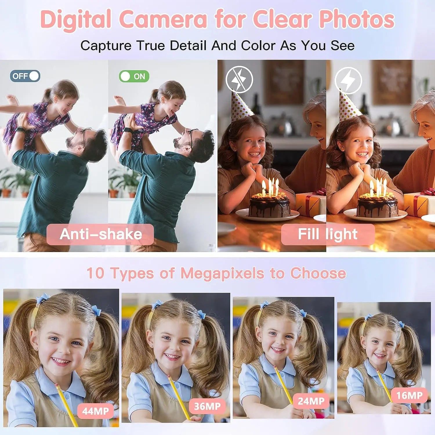 Kids Digital Camera Camcorder 16x Zoom 1080P 44MP for Beginners - stepyours.com