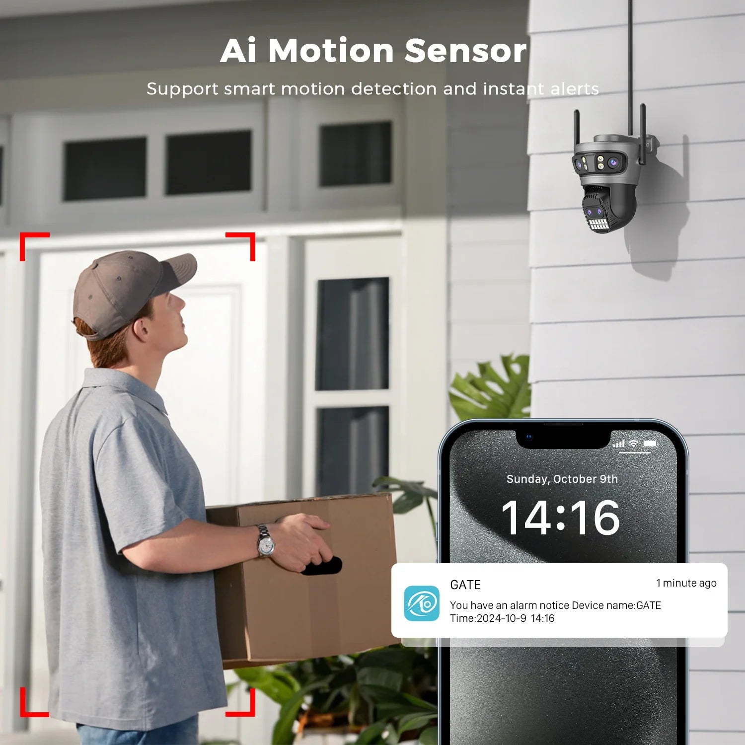 20MP Outdoors WiFi PTZ Security Camera - AI Human Detection and 10X Zoom Hooks by stepyours.com