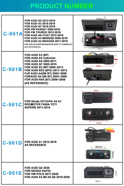 AHD 1920x1080P Car Rear Camera For VW Audi Skoda 170 Degree Wide View - stepyours.com