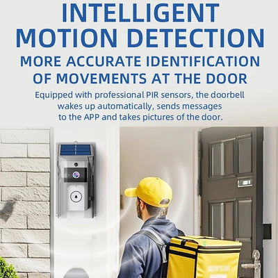 Solar Wireless Outdoor Video Doorbell 2K IP65 Weatherproof - stepyours.com