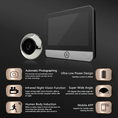 Smart Cat Eye Doorbell 4.3 Inch IPS Display 2K Video - stepyours.com