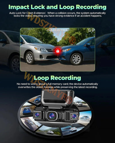 WiFi 4Channel 360 Degree Car Dashcam 2560x1440 24h Parking Monitor - stepyours.com