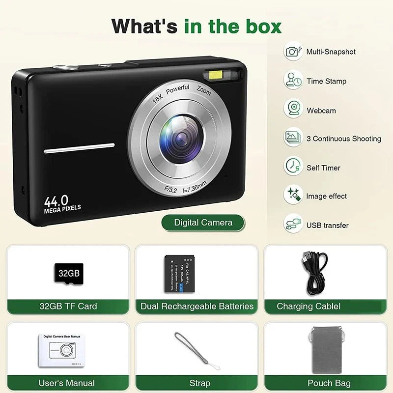 2024 Digital Camera 2.4 Inch 1080P Rechargeable For Kids Beginner Gift - stepyours.com