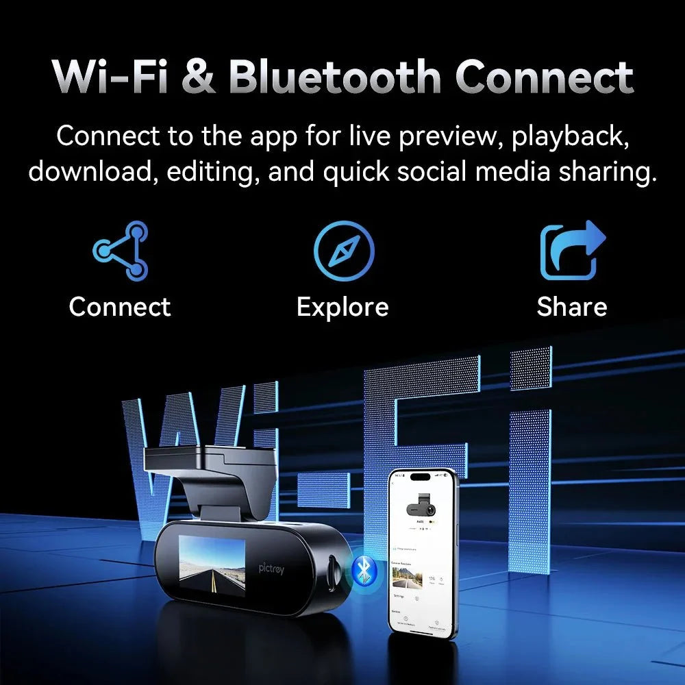Pictrey A400 4K Dash Cam With Built In ADAS WiFi Night Vision Parking Monitor - stepyours.com