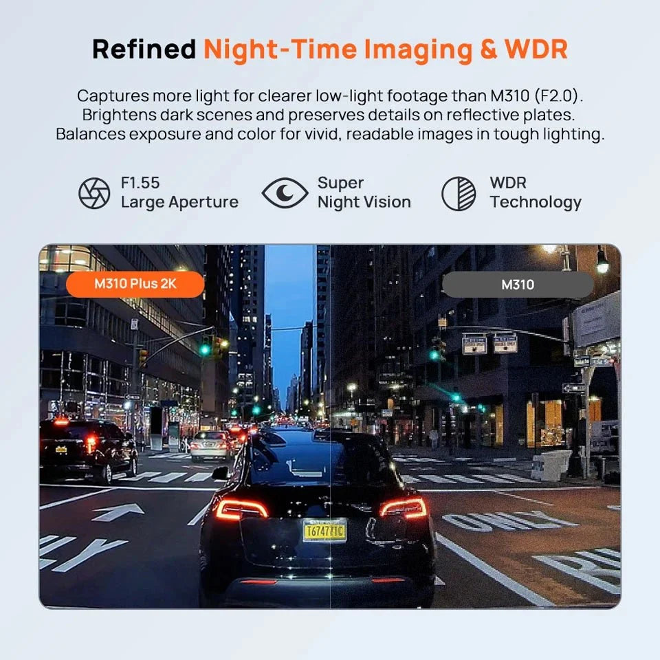 70mai M310 Plus Dash Cam 2K Car DVR With Night Vision WiFi 24H Parking - stepyours.com