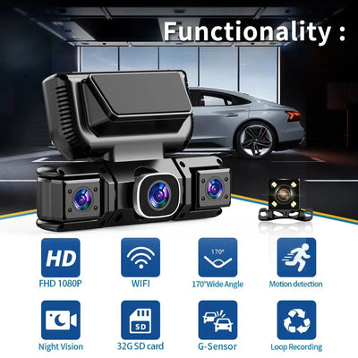 WiFi 4Channel 360 Degree Car Dashcam 2560x1440 24h Parking Monitor - stepyours.com