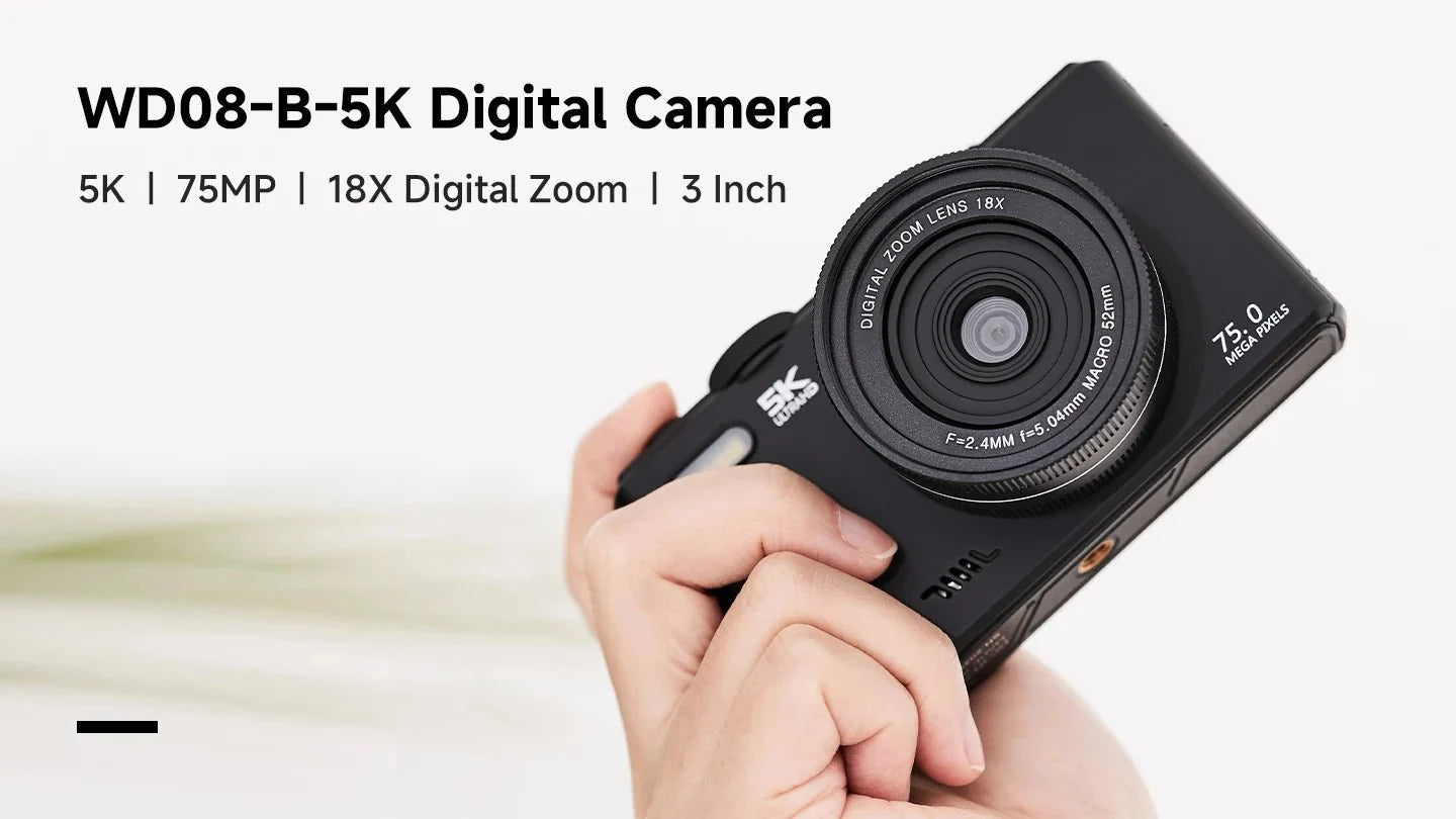 Amorus 75MP Digital Camera 5.7K Video 18x Zoom WiFi Vlog Camera - stepyours.com